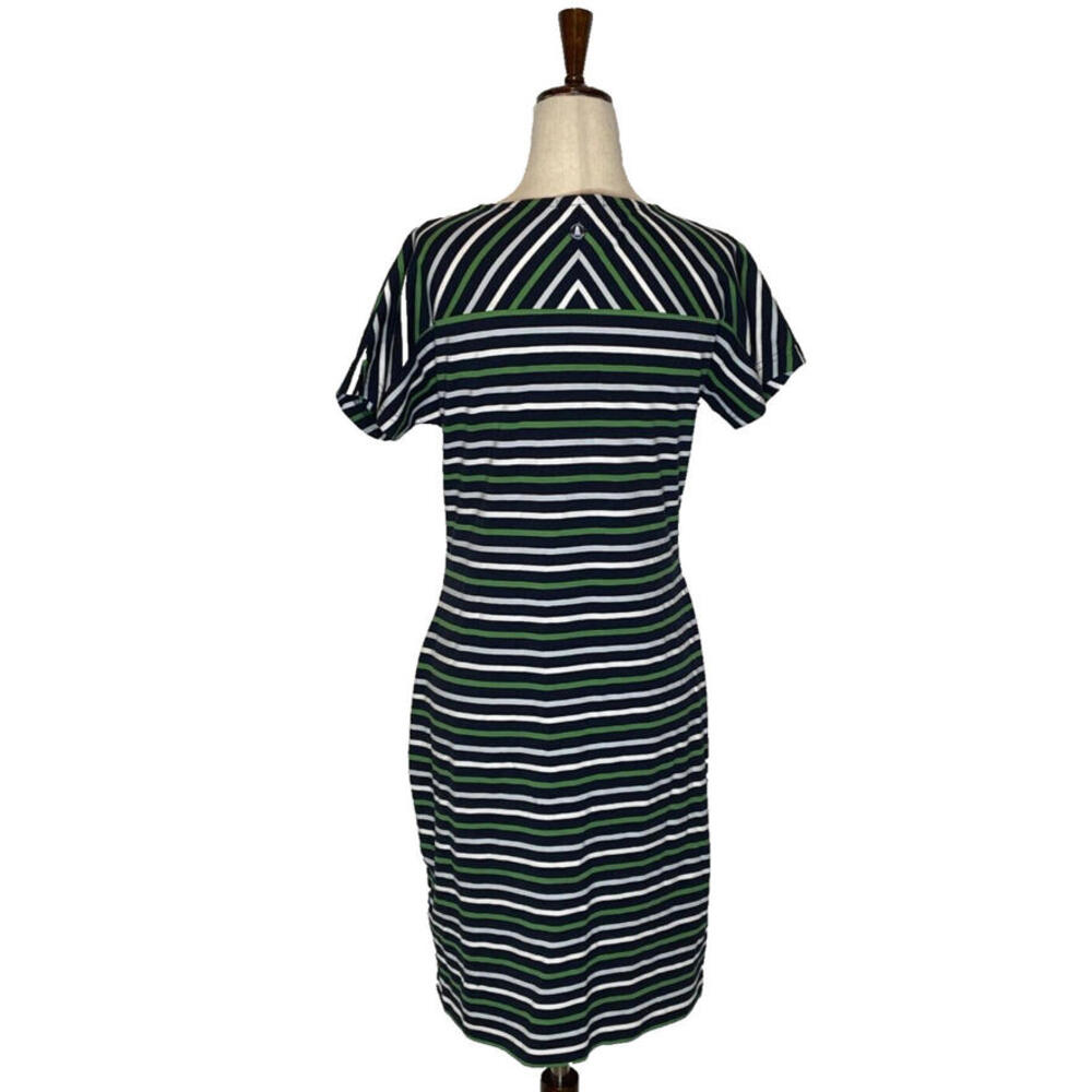 Barbour Littlehampton Dress Striped Jersey Short Sleeve Size 6 Navy Blue Green - Picture 4 of 9